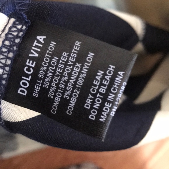 SOLD- DOLCE VITA NAVY & CREAM BACK OUT MINI DRESS - Picture 6 of 8